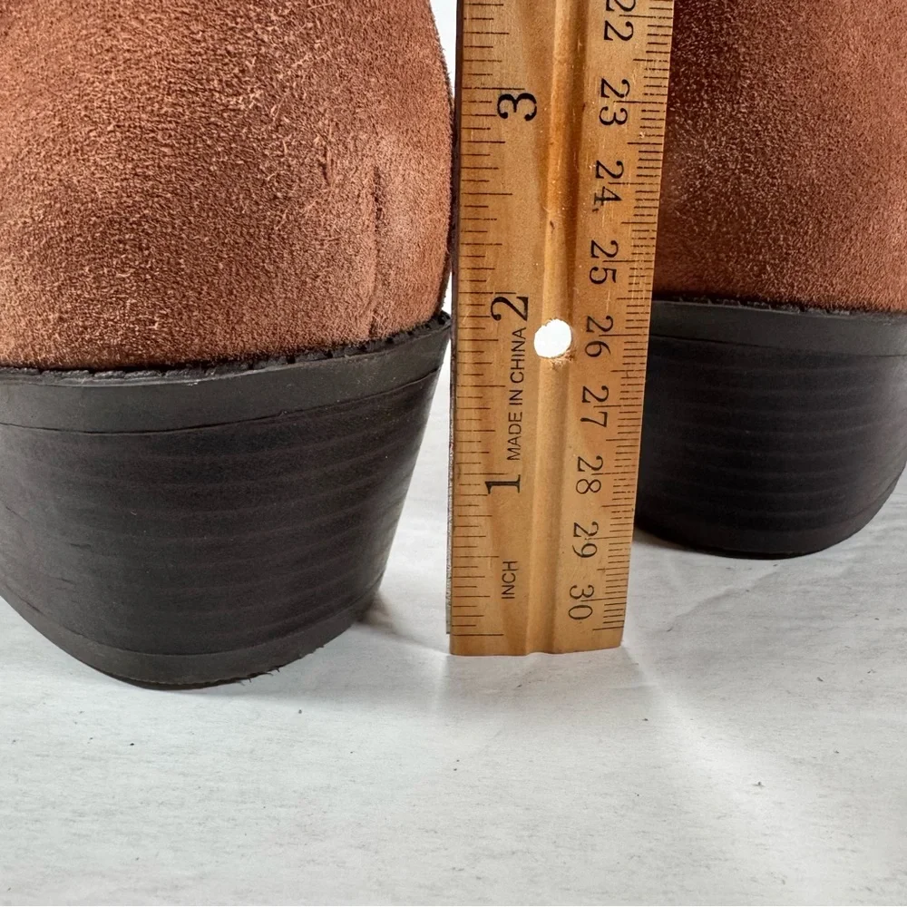 Vionic Roseland Toffee Brown Suede Heeled Ankle Booties Comfort Shoes Women 10